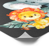 Chalkboard Watercol Cute Safari Oerwoud Baby showe Poster (Hoek)