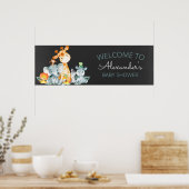 Chalkboard Watercol Cute Safari Oerwoud Baby showe Poster (Keuken)