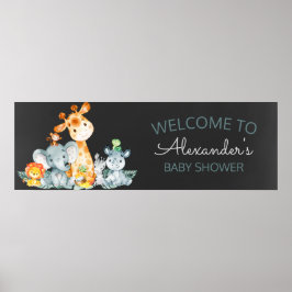 Chalkboard Watercol Cute Safari Oerwoud Baby showe Poster