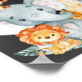Chalkboard Watercol Cute Safari Oerwoud Baby showe Poster (Hoek)