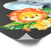 Chalkboard Watercol Cute Safari Oerwoud Baby showe Poster (Hoek)