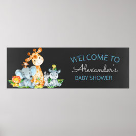 Chalkboard Watercol Cute Safari Oerwoud Baby showe Poster