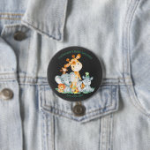 Chalkboard Watercol Cute Safari Oerwoud Baby showe Ronde Button 7,6 Cm (In situ)