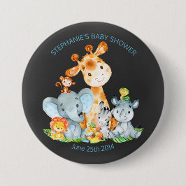 Chalkboard Watercol Cute Safari Oerwoud Baby showe Ronde Button 7,6 Cm