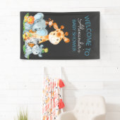Chalkboard Watercol Cute Safari Oerwoud Baby showe Spandoek (Insitu)