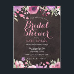 Chalkboard Watercolor Floral Vrijgezellenfeest Inv Aankondigingskaart<br><div class="desc">Met delicate aquarel rozen die uw vrijgezellenfeest details op een armoedige chique krijtbord achtergrond. Personaliseer met uw speciale vrijgezellenfeest informatie in chique witte belettering. Ontworpen door Thisnotme©</div>