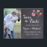 Chalkboard Watercolor Flower De datum opslaan Aankondigingskaart<br><div class="desc">"Zet de toon voor uw speciale dag met onze Chalkboard Watercolor Flower Save the Date Announcement Briefkaart. Dit prachtig vervaardigde briefkaart combineert de rustieke charme van een krijtbordachtergrond met de delicate elegantie van aquarelbloemen, waardoor een unieke en gedenkwaardige manier wordt gecreëerd om uw trouwdatum aan te kondigen. Het contrast tussen...</div>