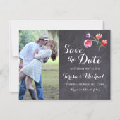 Chalkboard Watercolor Flower Sla de datummagneet o Magnetische Uitnodiging (Voorkant)