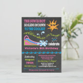 Chalkboard waterglijder verjaardagsfeest kaart (Staand voorkant)