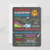 Chalkboard waterglijder verjaardagsfeest kaart (Voorkant)