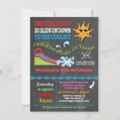 Chalkboard waterglijder verjaardagsfeest kaart (Voorkant)
