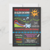 Chalkboard waterglijder verjaardagsfeest kaart (Voorkant)