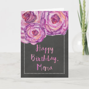 Chalkboard Waterkleurige Rozen Mema Birthday Card Kaart
