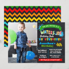 Chalkboard Waterslide zomergeboortefoto Kaart