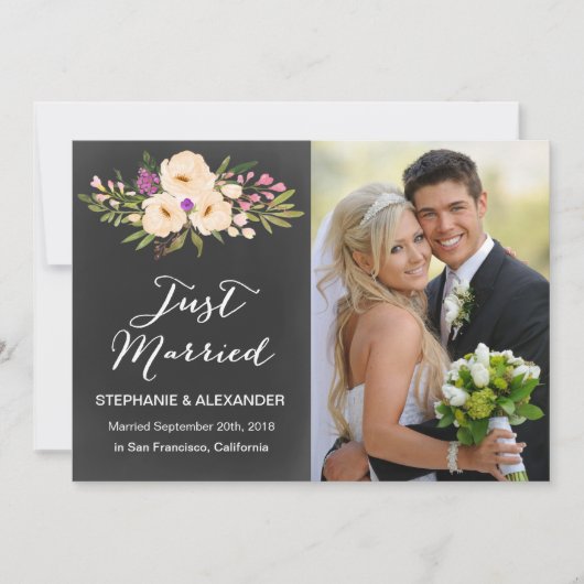 Chalkboard Waterverf Anemone Trouwaankondiging Kaart (Voorkant)