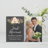 Chalkboard Waterverf Anemone Trouwaankondiging Kaart (Staand voorkant)