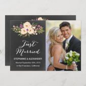 Chalkboard Waterverf Anemone Trouwaankondiging Kaart (Voorkant / Achterkant)