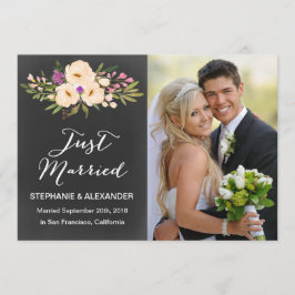 Chalkboard Waterverf Anemone Trouwaankondiging Kaart