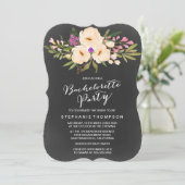 Chalkboard Waterverf Anemones Bachelorette Party Kaart (Staand voorkant)