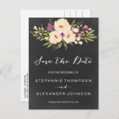 Chalkboard Waterverf Anemones Save the Date Aankondigingskaart (Voorkant / Achterkant)