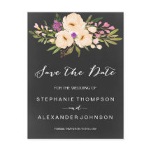 Chalkboard Waterverf Anemones Save the Date