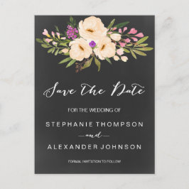 Chalkboard Waterverf Anemones Save the Date Aankondigingskaart