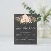 Chalkboard Waterverf Anemones Save the Date Aankondigingskaart (Staand voorkant)