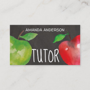 Chalkboard Waterverf appels Modern Tutor Visitekaartje