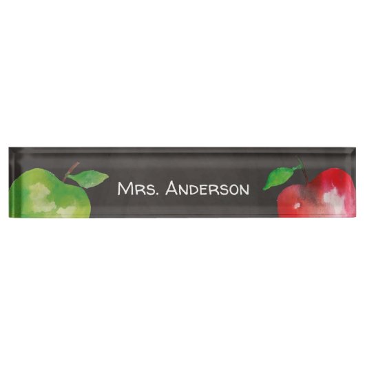 Chalkboard Waterverf Apple-leraar Naambordje (Voorkant)