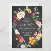 Chalkboard Waterverf Autumn Florals Baby shower Kaart (Voorkant)