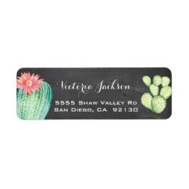 Chalkboard waterverf cactus adreslabel etiket
