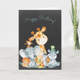 Chalkboard Waterverf Cute Oerwouden Birthday Kaart