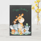 Chalkboard Waterverf Cute Oerwouden Birthday Kaart (Gele Bloem)