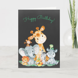 Chalkboard Waterverf Cute Oerwouden Birthday Kaart
