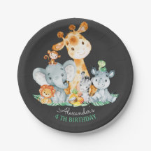Chalkboard Waterverf Cute Safari Animals Birthday