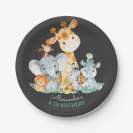 Chalkboard Waterverf Cute Safari Animals Birthday Papieren Bordje