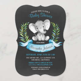 Chalkboard Waterverf Elephant Boy Baby shower Kaart