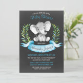 Chalkboard Waterverf Elephant Boy Baby shower Kaart (Staand voorkant)