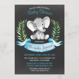 Chalkboard Waterverf Elephant Boy Baby shower Kaart