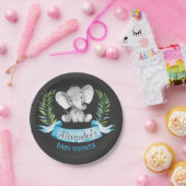 Chalkboard Waterverf Elephant Boy Baby shower Papieren Bordje (Feest)