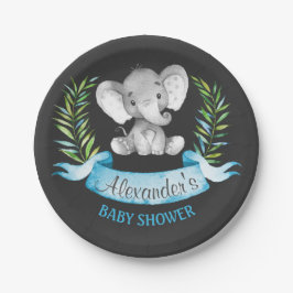 Chalkboard Waterverf Elephant Boy Baby shower Papieren Bordje