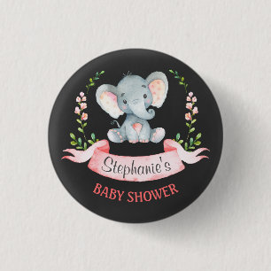 Chalkboard Waterverf Elephant Girl Baby shower Ronde Button 3,2 Cm