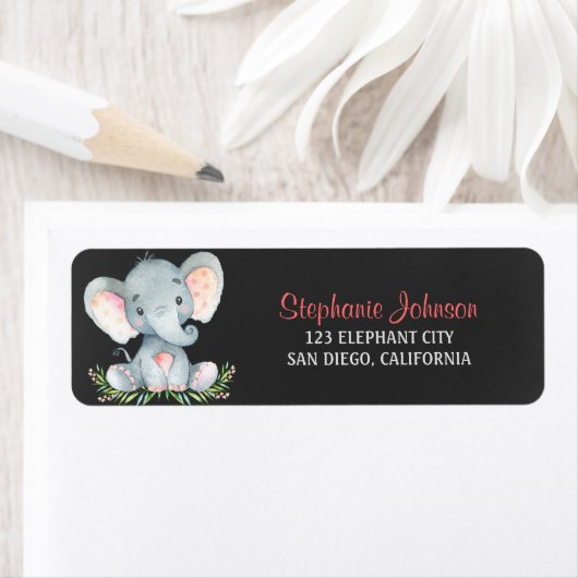 Chalkboard Waterverf Elephant Girl Etiket (Insitu)