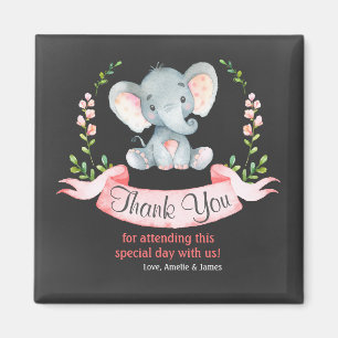 Chalkboard Waterverf Elephant Girl Hartelijk dank Magneet
