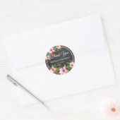 Chalkboard Waterverf Floral Wedding Dank u Ronde Sticker (Envelop)
