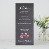 Chalkboard Waterverf Flower Menu kaart rustiek (Staand voorkant)