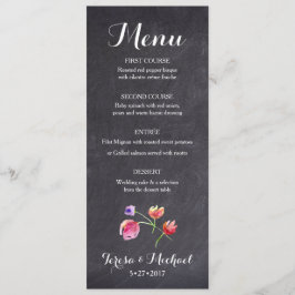 Chalkboard Waterverf Flower Menu kaart rustiek