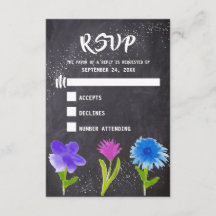 Chalkboard Waterverf Flower Wedding RSVP