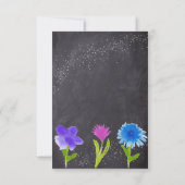 Chalkboard Waterverf Flower Wedding RSVP (Achterkant)