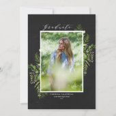 Chalkboard Waterverf Foliage Foto Afstuderen Aankondiging (Voorkant)